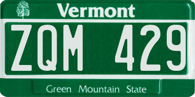 VT license plate ZQM429