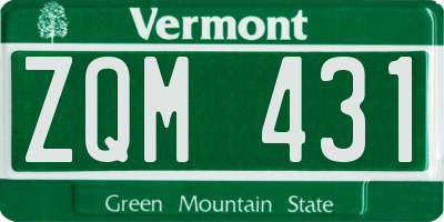 VT license plate ZQM431