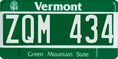 VT license plate ZQM434