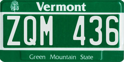 VT license plate ZQM436