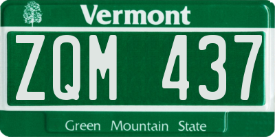 VT license plate ZQM437