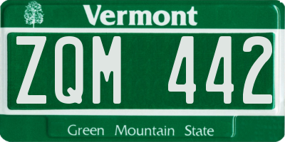 VT license plate ZQM442