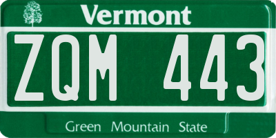 VT license plate ZQM443