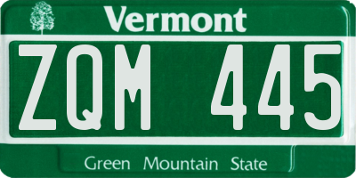 VT license plate ZQM445
