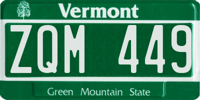 VT license plate ZQM449
