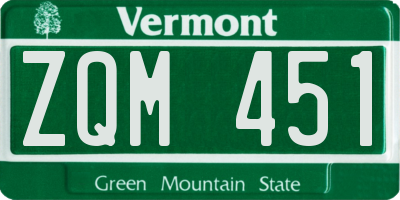 VT license plate ZQM451