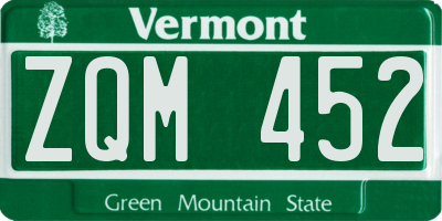 VT license plate ZQM452