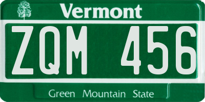 VT license plate ZQM456