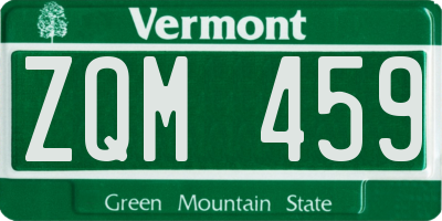 VT license plate ZQM459