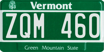 VT license plate ZQM460