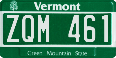 VT license plate ZQM461