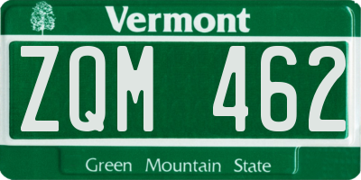 VT license plate ZQM462