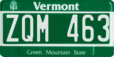 VT license plate ZQM463