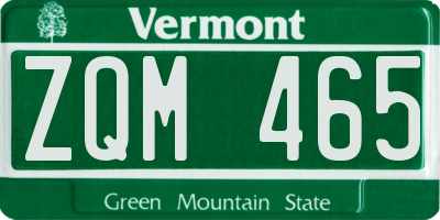 VT license plate ZQM465