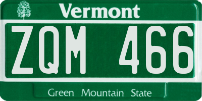 VT license plate ZQM466