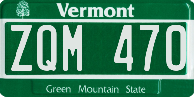VT license plate ZQM470