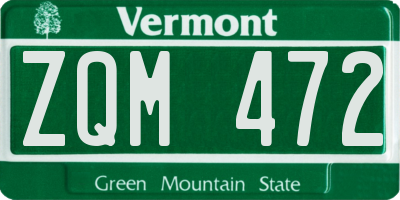 VT license plate ZQM472