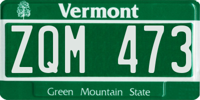 VT license plate ZQM473