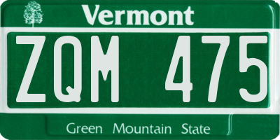 VT license plate ZQM475