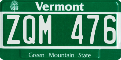 VT license plate ZQM476