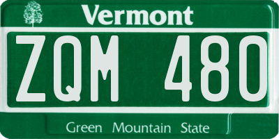 VT license plate ZQM480