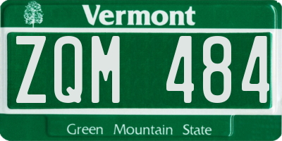 VT license plate ZQM484