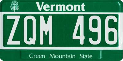 VT license plate ZQM496