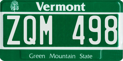 VT license plate ZQM498