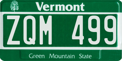 VT license plate ZQM499