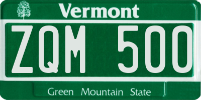 VT license plate ZQM500