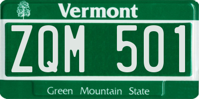 VT license plate ZQM501