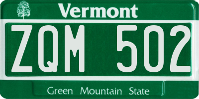 VT license plate ZQM502