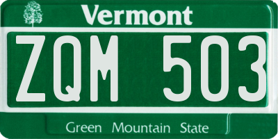 VT license plate ZQM503