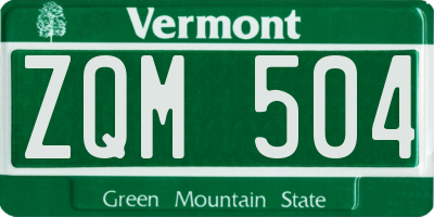 VT license plate ZQM504