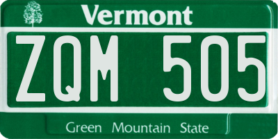 VT license plate ZQM505
