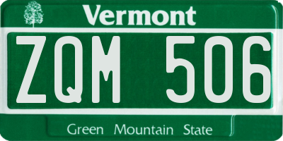 VT license plate ZQM506