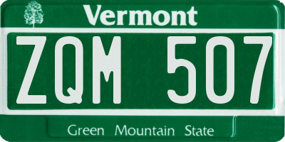 VT license plate ZQM507