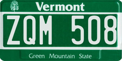 VT license plate ZQM508