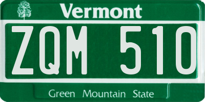 VT license plate ZQM510