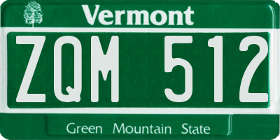 VT license plate ZQM512