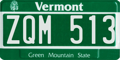 VT license plate ZQM513