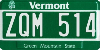 VT license plate ZQM514