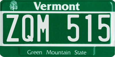 VT license plate ZQM515