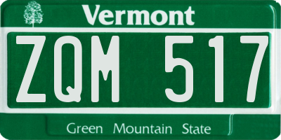 VT license plate ZQM517