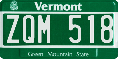 VT license plate ZQM518