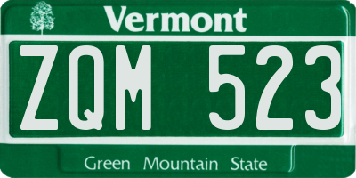 VT license plate ZQM523