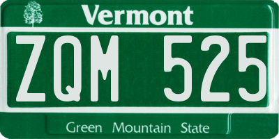 VT license plate ZQM525
