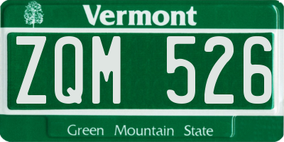 VT license plate ZQM526
