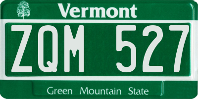 VT license plate ZQM527