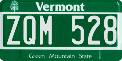VT license plate ZQM528